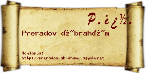 Preradov Ábrahám névjegykártya